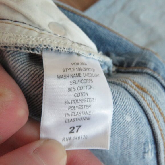 RE/DONE High Rise Stove Pipe Straight Leg Jeans Lived in Light Wash - Size 27 - Picture 14 of 14